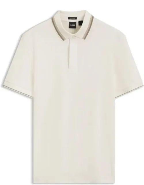 Regular-fit Polo Shirt In Structured Cotton Piqué With Mini Honeycomb Structure And Contrast Tipping
