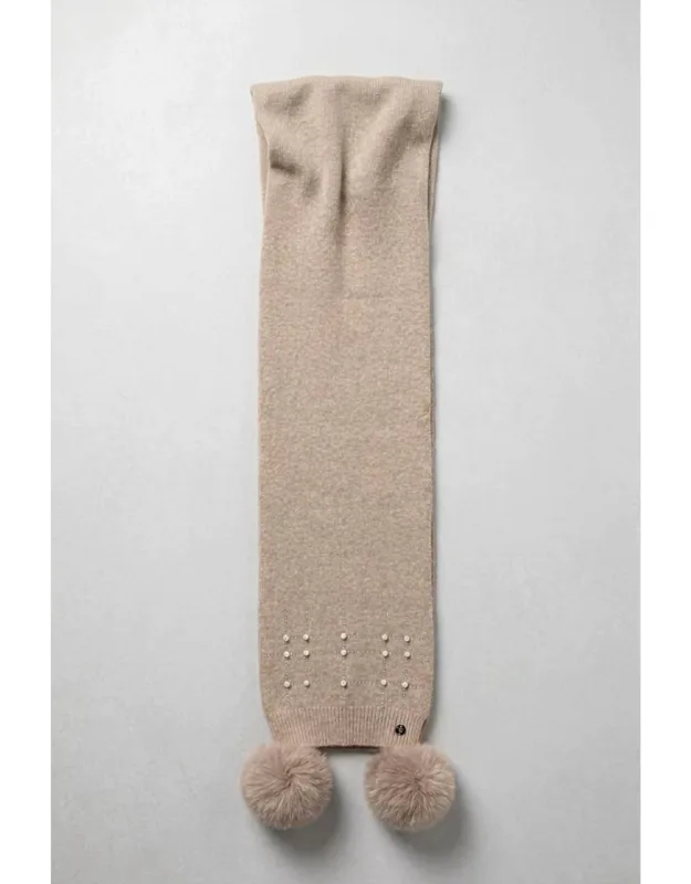 Embellished Pom Pom Knit Scarf