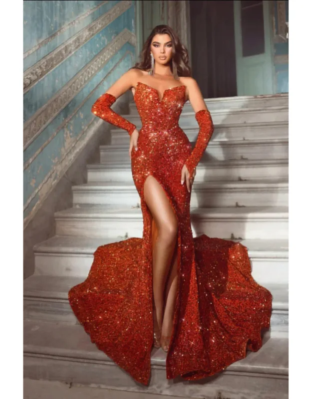 Sequin Strapless Prom Dress