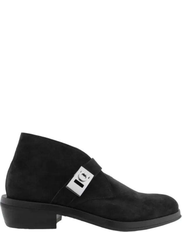 Suede Gancini Strap Ankle Boots