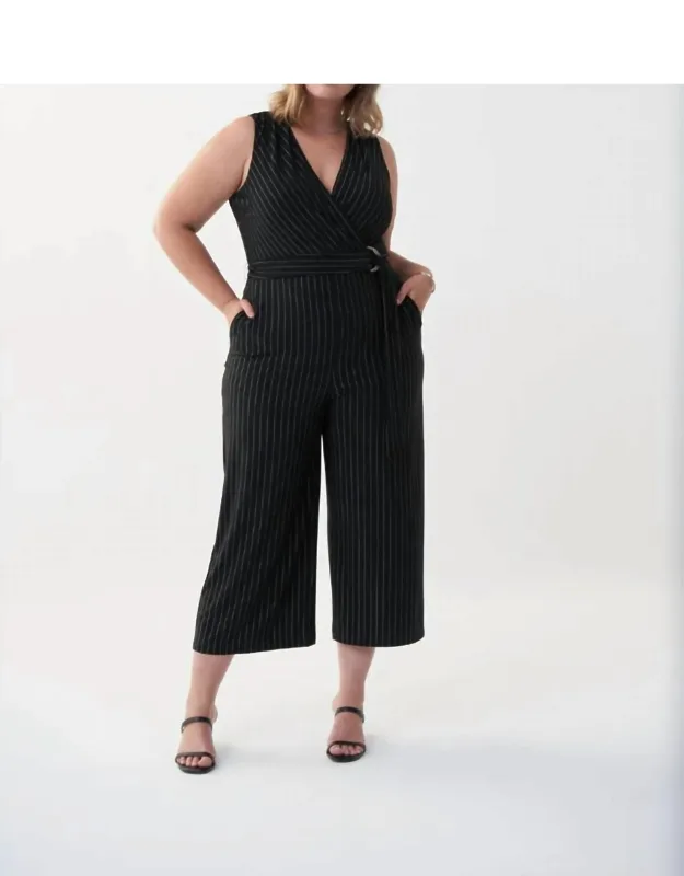 Pinstripe Sleeveless Jumpsuit