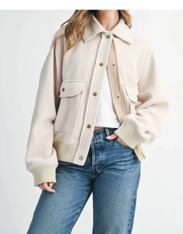 Cropped Button-up Fleece Jacket