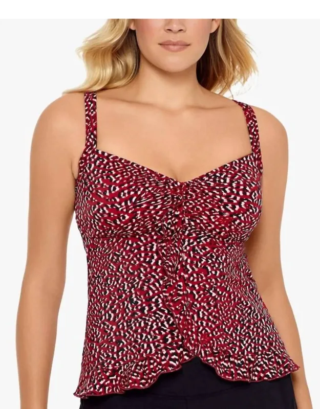 V-neck Ruffle Bottom Tankini Top