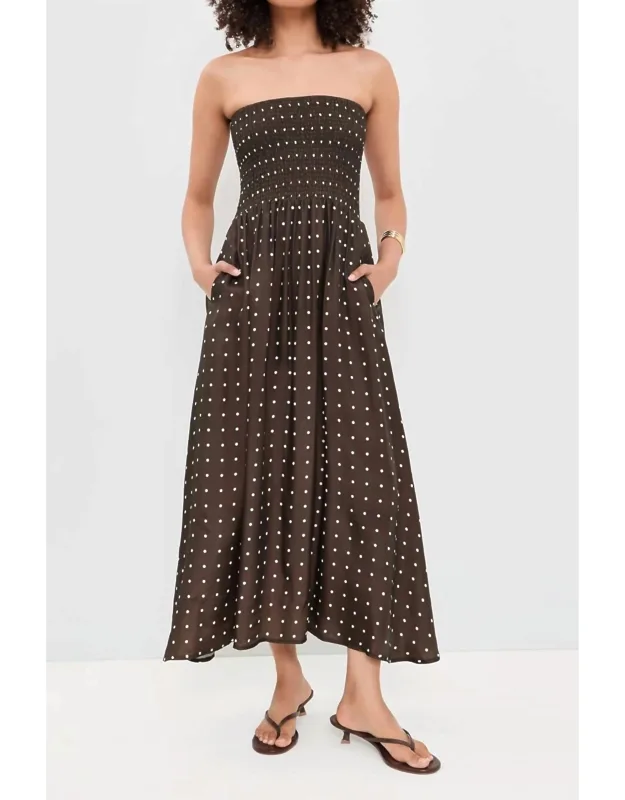 Polka Ruched Midi Dress