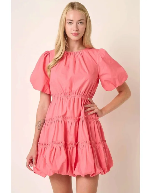Balloon Sleeve Bubble Hem Mini Dress