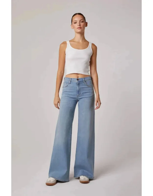 _valentino High Rise Wide Leg Jean With Button Closure And Zip Fly_