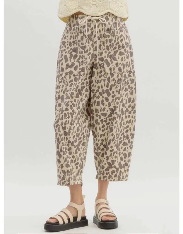 Leopard Pattern Mid-rise Balloon Pants