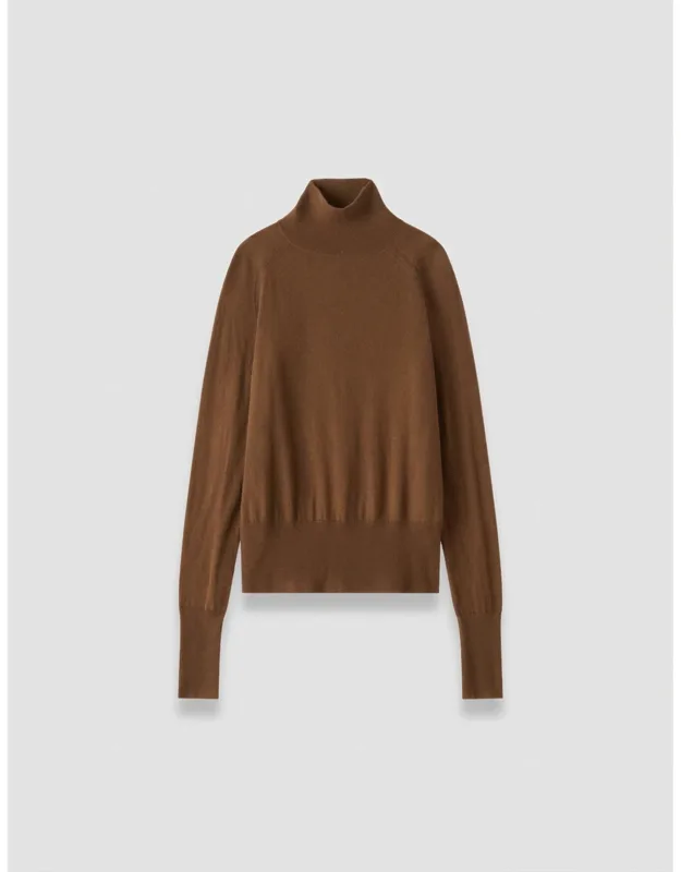 Yara Cashair High Neck Jumper - Elegant Saddle-shoulder Design, Refined Knitted Detailing
