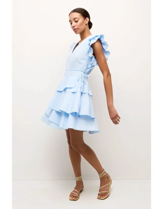 Genette Dress With Ruffled Shoulder And Asymmetrical Skirt