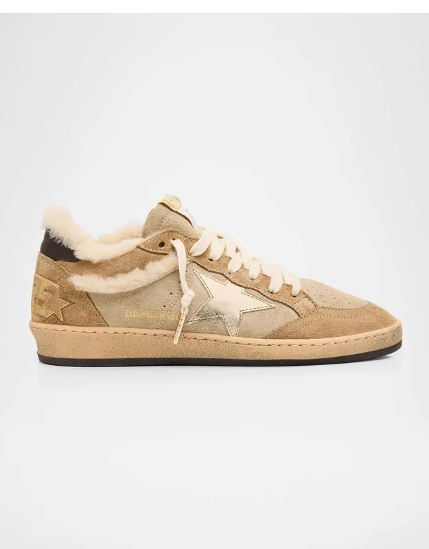 Shearling-lined Suede Low-top Sneakers