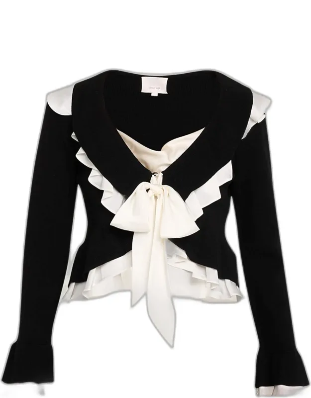 Ruffled Tie-front Cardigan