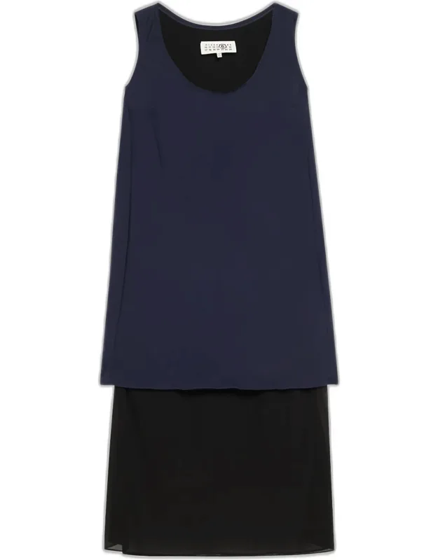 Mixed-media Tank Midi Dress