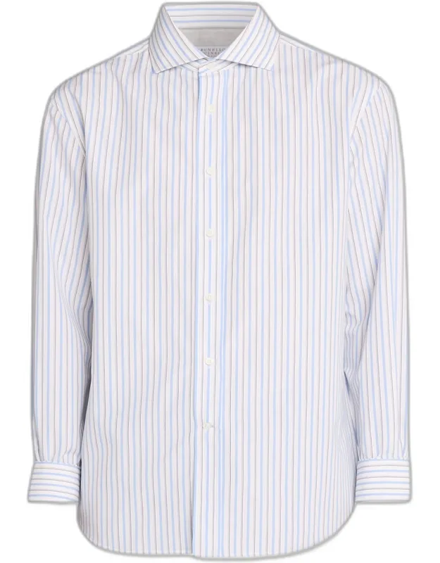 Cotton Variegated Stripe Button-down Shirt