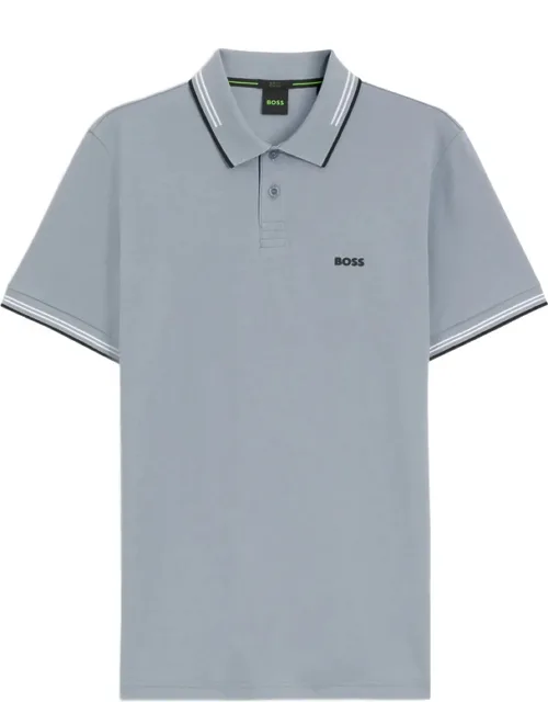 Stretch-cotton Slim-fit Polo Shirt With Branding And Stripes