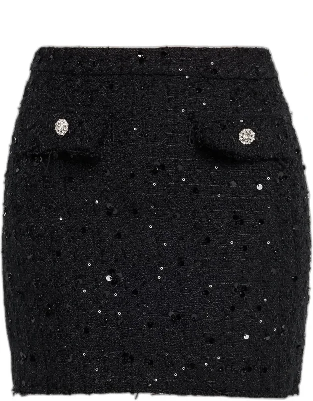 Sequined Tweed Mini Skirt