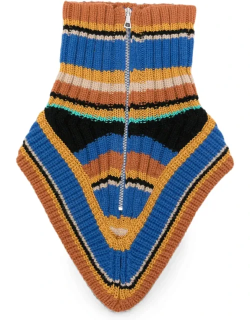 Striped Zip-up Scarf