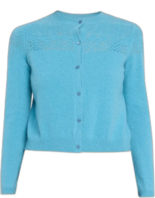 Pointelle Knit Crewneck Cardigan