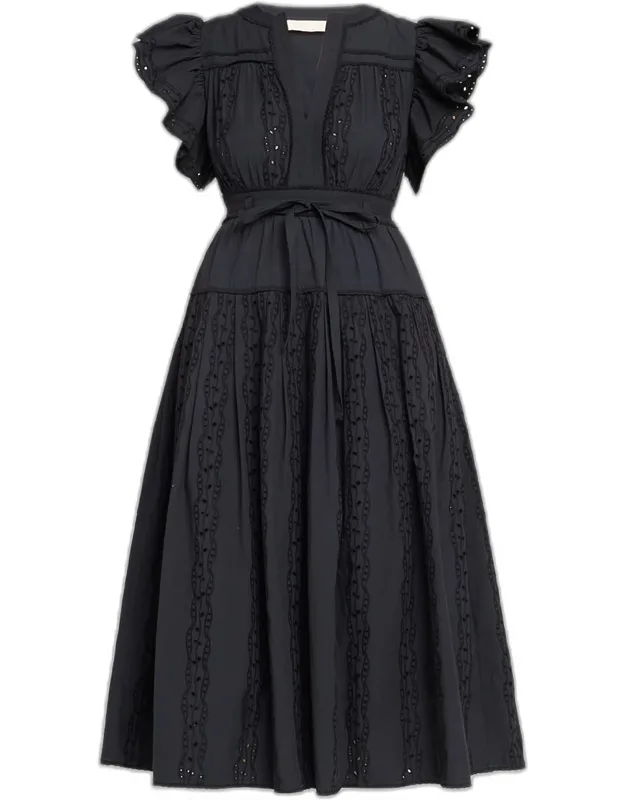 Embroidered Cotton Midi Dress