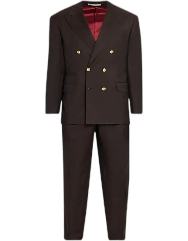 Wool And Cashmere Chevron Double-breasted Suit