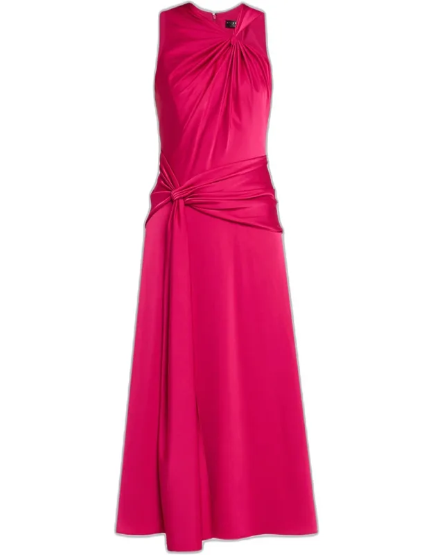 Embroidered Crepe Column Dress