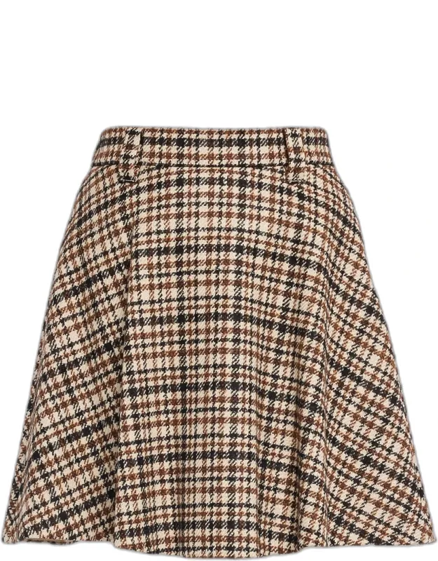 Checked Wool-alpaca Mini Circle Skirt