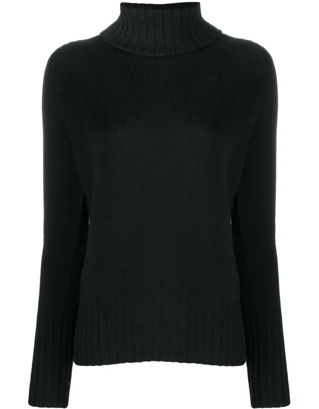 High Ribbed Turtleneck Wool Sweater