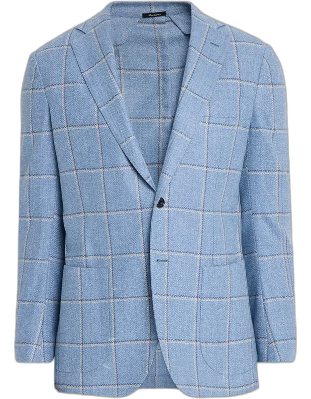 Wool And Cashmere Plaid Single-breasted Sport Coat