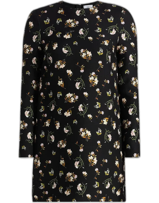 Floral Wool-silk Mini Dress