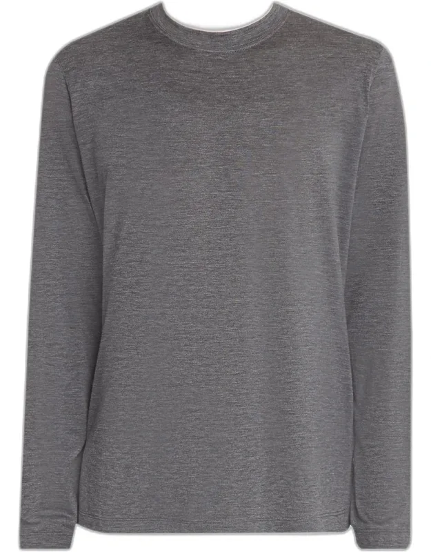 Silk And Cotton Long-sleeve Crewneck T-shirt