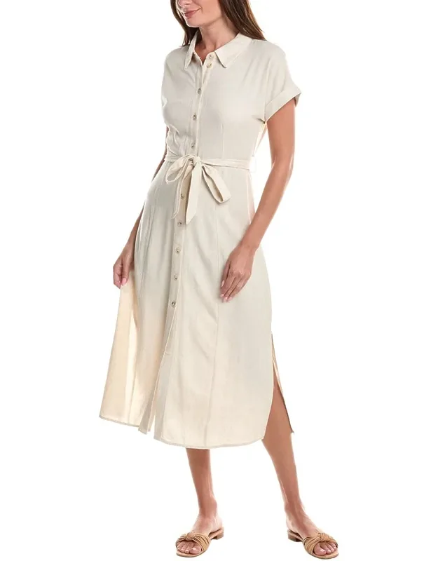 Linen-blend Midi Dress