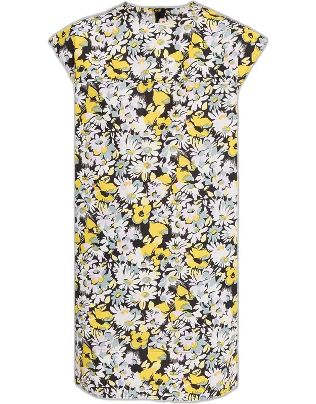 Pop Flowers-print Cotton Poplin Mini Shift Dress