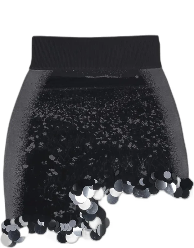 Sequined Asymmetric Wavy Mini Skirt