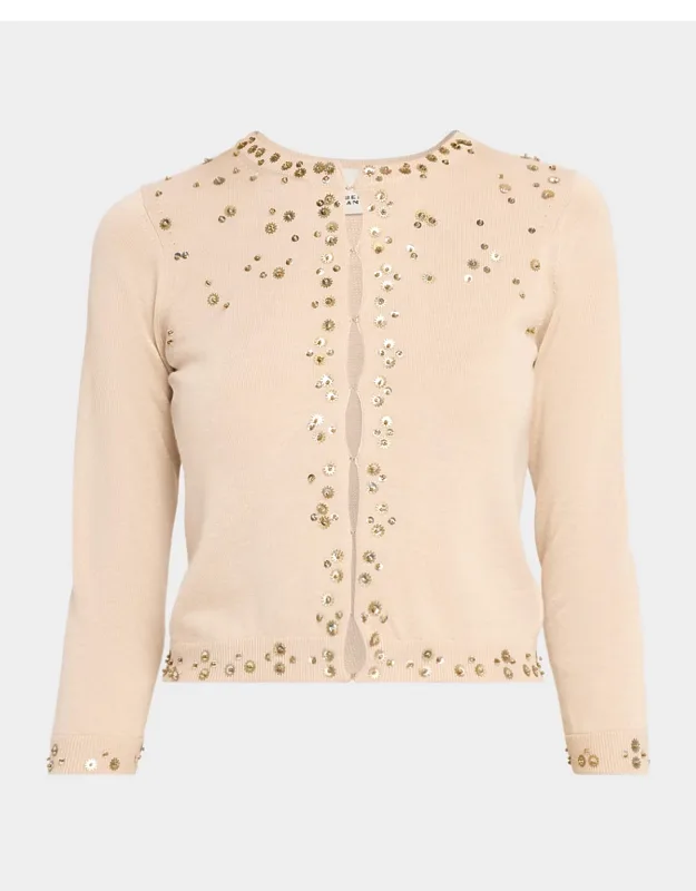 Embellished Silk-cashmere Crewneck Cardigan