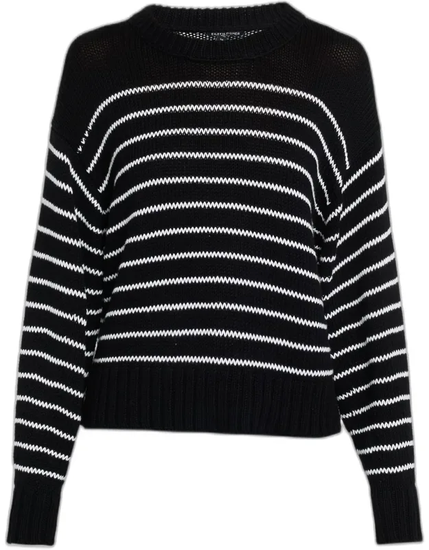 Striped Crewneck Organic Cotton Knit Sweater