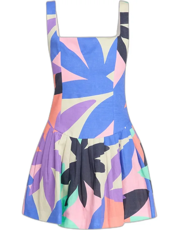 Kaleidoscope Linen-cotton Mini Dress