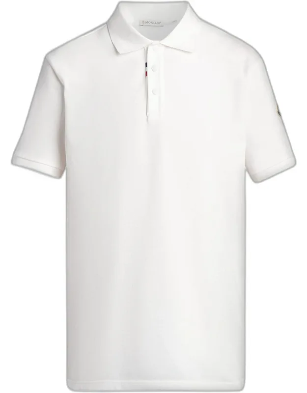 Tricolor-placket Pique Polo Shirt