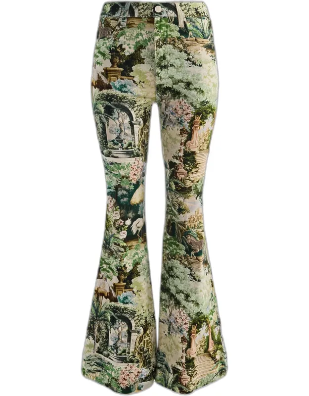Beautiful Printed High-rise Bell Bottom Jeans