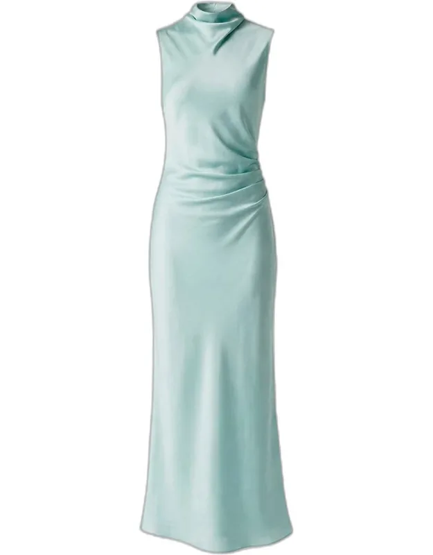 Draped-neck Midi Dress