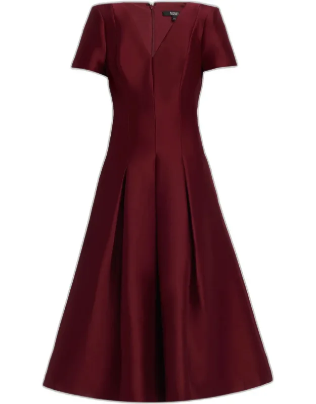 Pleated A-line Midi Dress
