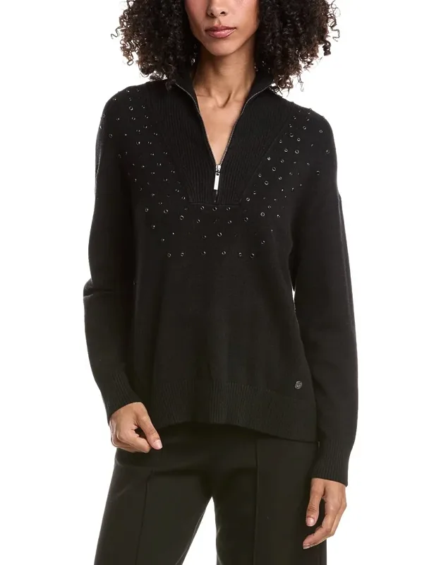 1/2-zip Embellished Pullover