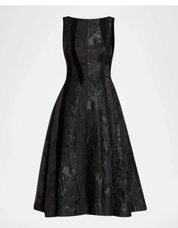 Mixed-media Patchwork Midi Dress