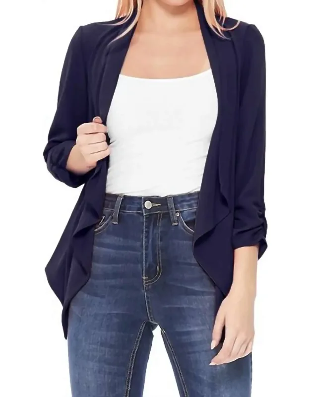 Open Front Waist Length Blazer Cardigan