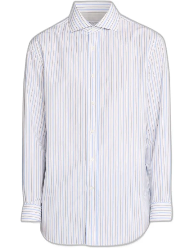 Cotton Variegated Stripe Button-down Shirt