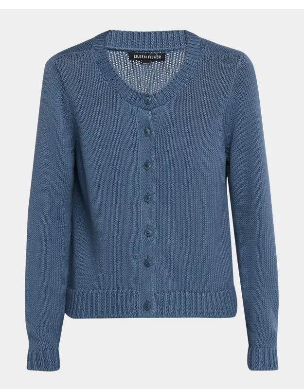 Crewneck Organic Cotton Knit Cardigan