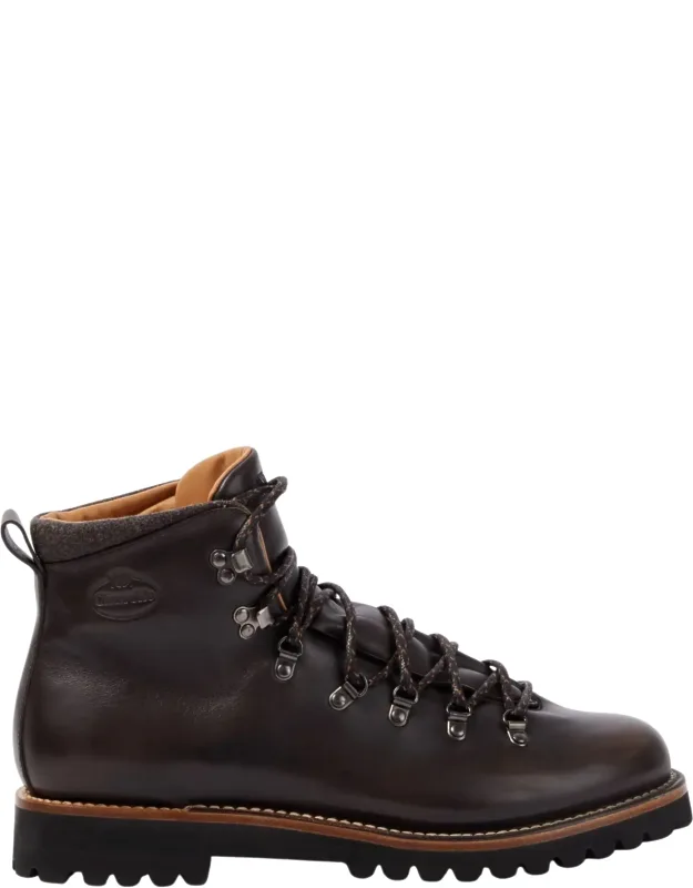 Rugged Lace-up Leather Ankle Boots
