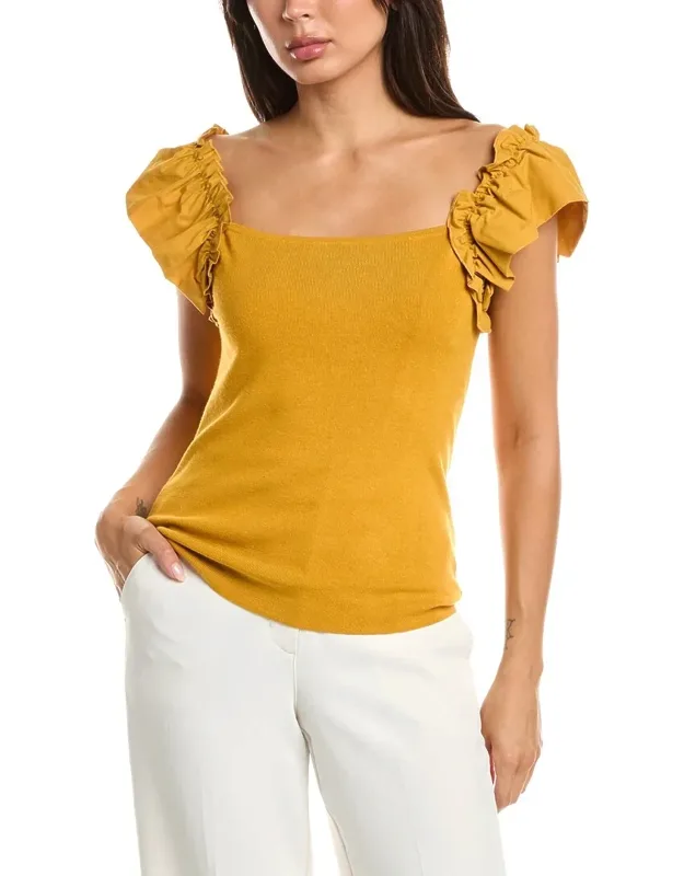 Flutter Woven Sleeve Milano Pullover