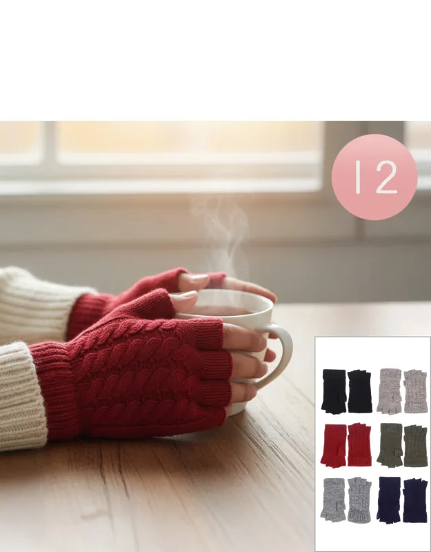 Cable Knit Fingerless Gloves