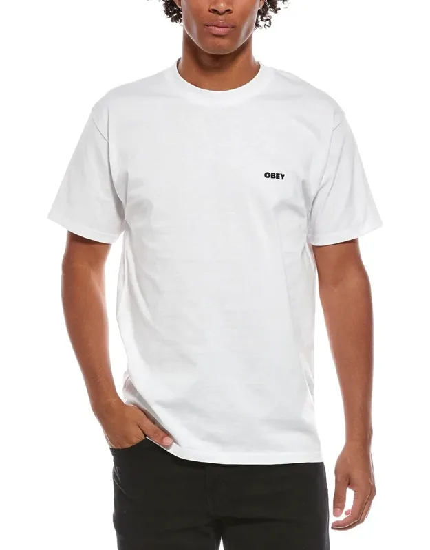 _obey T-shirt With Ribbed Trim And Crewneck_
