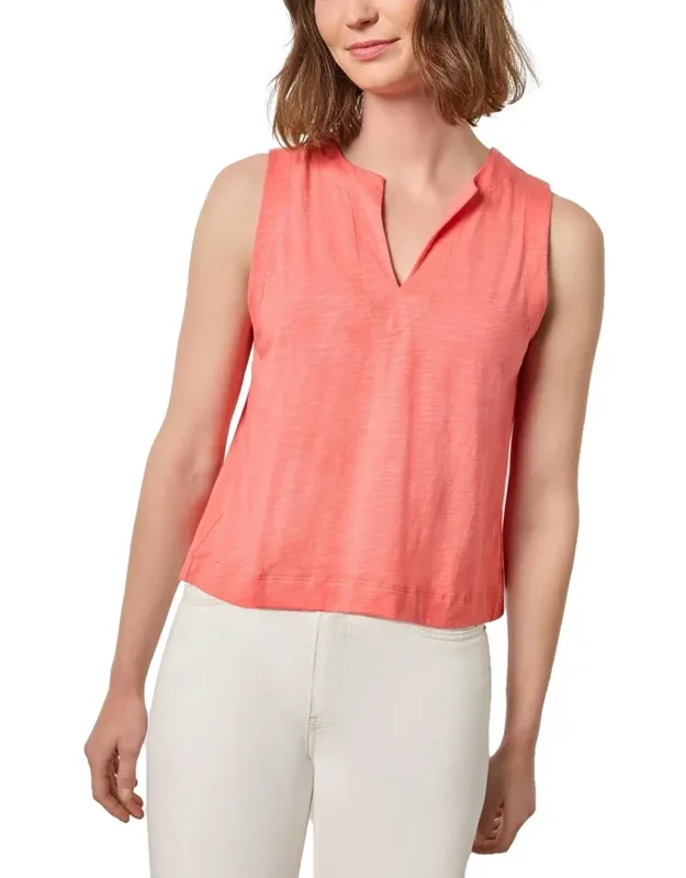 Pleat Back Split Neck Tank