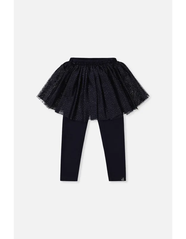 Leggings With Integrated Tulle Skirt